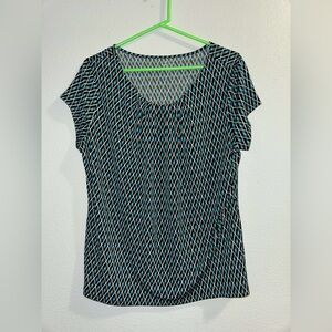 Worthington Black and White Diamond Print Blouse